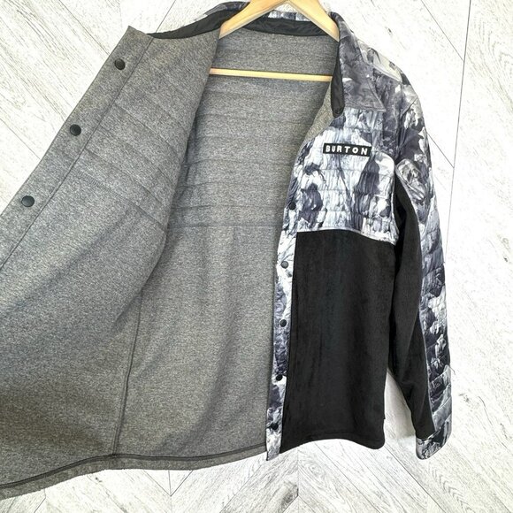 BURTON Backside Reversible Fleece Jacket Mens Size Large Gray Black Quilted - Picture 7 of 9
